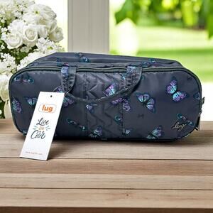 Lug Flatbed Slim Cosmetic Case Bag Butterfly Gray Travel Cruise Organizer Craft